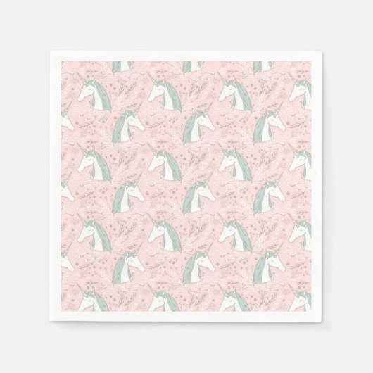 Sweet Floral Unicorn Muster Serviette (Vorderseite)