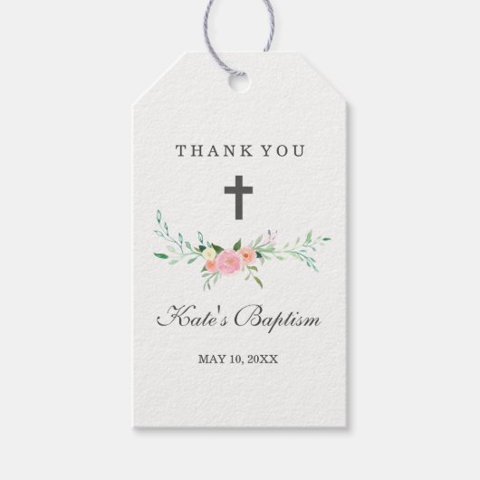 Sweet Floral Vielen Dank Baptismarken Geschenkanhänger (Vorderseite)