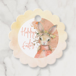 Sweet Floral Watercolor Bunny Happy Oaster Geschenkanhänger