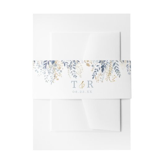 Sweet Floral Wedding Border Blue ID1045 Einladungsbanderole (Vorderseite Beispiel)
