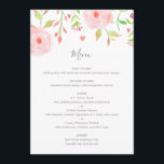 Sweet Floral Wedding Menu Card in Pink & Green Menükarte<br><div class="desc">Süßes Blumenmenü. Mit Aquarellfarben rosa Blume und einer herzhaften und süßen,  einfachen Formulierung.</div>