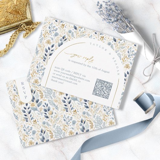 Sweet Floral Wedding Muster QR Code ID1045 RSVP Karte