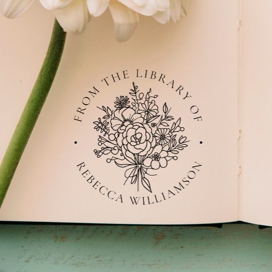 Sweet Florals | Modernes Buch "Aus der Bibliothek" Permastempel