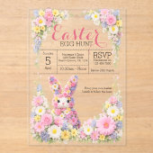 Sweet Flower Bunny Rabbit Easter Egg Hunt Lunch Acryleinladungen (Vorderseite)