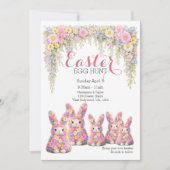 Sweet Flower Bunny Rabbit Easter Egg Hunt Lunch Einladung (Vorderseite)