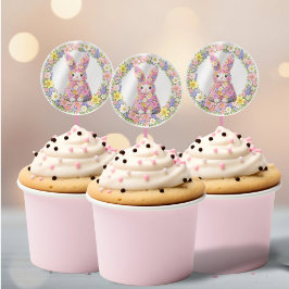 Sweet Flower Bunny Rabbit Easter Runder Aufkleber