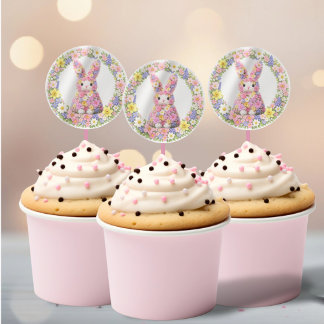 Sweet Flower Bunny Rabbit Easter Runder Aufkleber