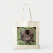 Sweet, Fluffy Gray Kitten in grüner Tasche (Vorne)