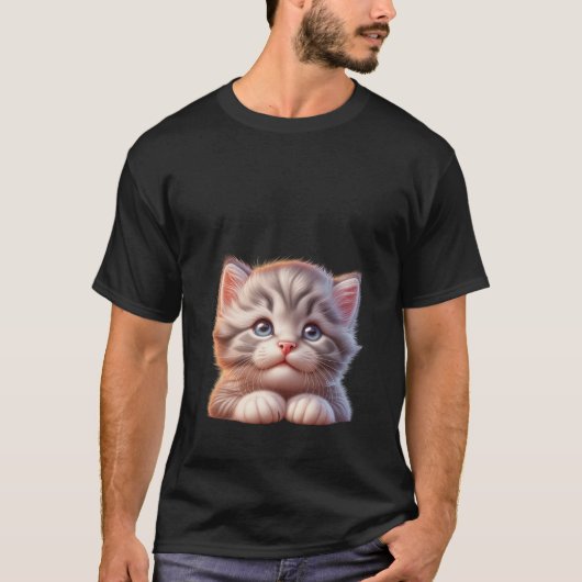 Sweet Fluffy Grey Kitten Blue Eyes Art ✨🐾💙 T-Shirt (Vorderseite)