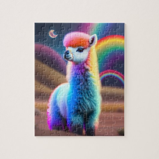 Sweet Fluffy Little Niedlich Colorful Baby Alpaca Puzzle (Vertikal)