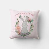 Sweet Forest Animal Graue Bunny Pink Floral Girl's Kissen (Vorderseite)
