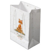 Sweet Forest Fox Baby Shower Wildflowers Mittlere Geschenktüte (Vorderseite Schrägansicht)