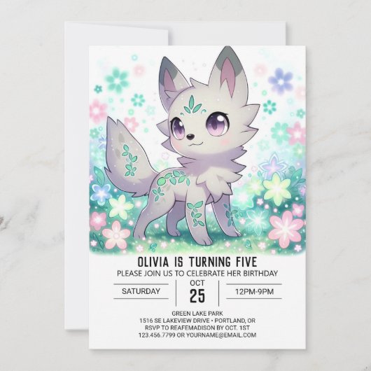 Sweet Forest Wolf Digital zum Geburtstag Einladung (Vorderseite)