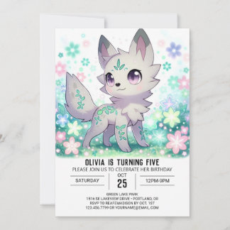 Sweet Forest Wolf Digital zum Geburtstag Einladung