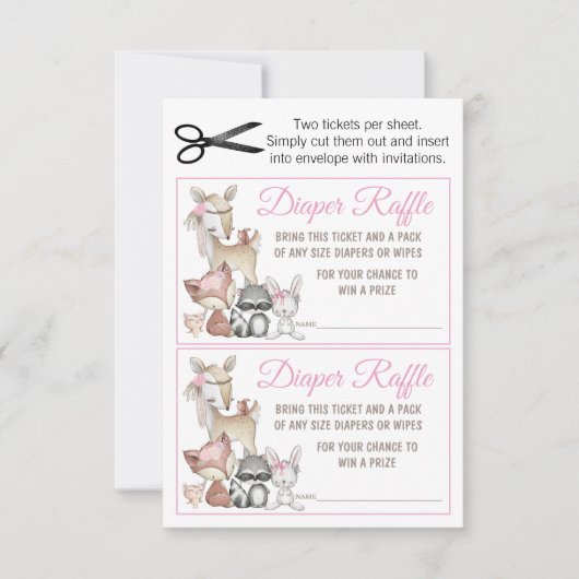 Sweet Forest Woodland Girls Diaper Raffel Einladung (Vorderseite)