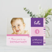 SWEET FOTO GEBURTSTAG ERSUCHT :: Grauß 3L Einladung (Stehend Vorderseite)