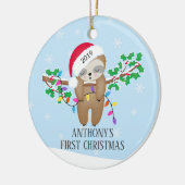 Sweet Foto Sleepy Sloth Baby's First Christmas Keramik Ornament (Links)