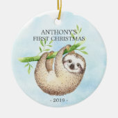 Sweet Foto Sloth Baby's First Christmas Ornament (Vorne)