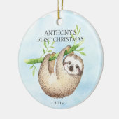 Sweet Foto Sloth Baby's First Christmas Ornament (Links)