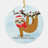 Sweet Foto Sloth Baby's First Christmas Ornament (Vorne)