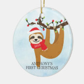 Sweet Foto Sloth Baby's First Christmas Ornament (Links)