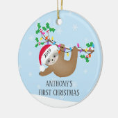 Sweet Foto Sloth Baby's First Christmas Ornament (Links)