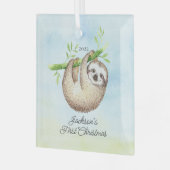 Sweet Foto Sloth Baby's First Christmas Ornament Aus Glas (Vorderseite links)