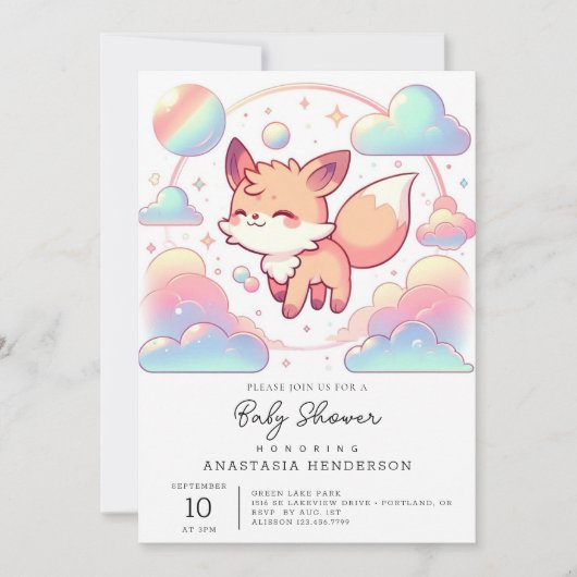 Sweet Fox Baby Dusche Einladung (Vorderseite)
