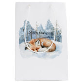 Sweet Fox Blue Christmas Snowflakes Mittlere Geschenktüte (Vorderseite)