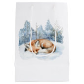 Sweet Fox Blue Christmas Snowflakes Mittlere Geschenktüte (Rückseite)