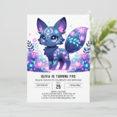 Sweet Fox Digital Geburtstag Einladung (Stehend Vorderseite)