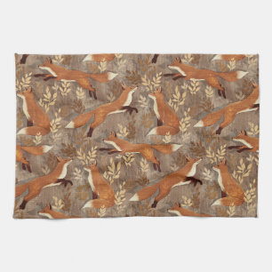 Sweet Fox Muster in Herbstneutralen Geschirrtuch