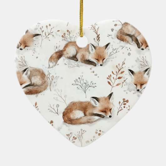 Sweet Fox Silver Ribbon Christmas Keramik Ornament (Hinten)
