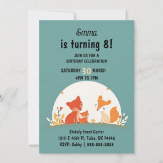 Sweet Foxes Birthday Invitation Card – Cute Woodla Feiertagskarte