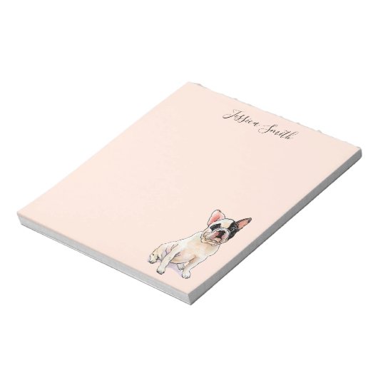 Sweet French Bulldog Illustration auf Pink Notepad Notizblock (Rotiert)