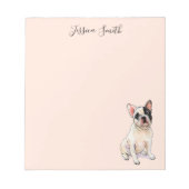 Sweet French Bulldog Illustration auf Pink Notepad Notizblock (Vorderseite)
