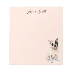 Sweet French Bulldog Illustration auf Pink Notepad Notizblock