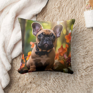 🐶 💗 Sweet Frenchie Welpe in einem Dschungel Kissen