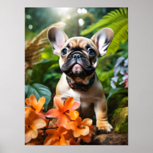 😍 Sweet Frenchie Welpe in einem Dschungel Poster