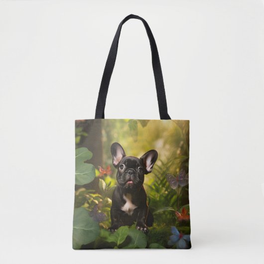 🐶 💗 Sweet Frenchie Welpe in einem Dschungel Tasche (Vorderseite)