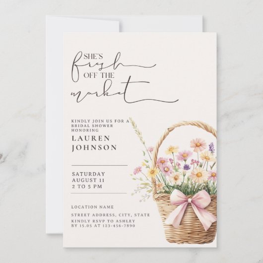 Sweet Fresh Off the Market Floral Bridal Shower Einladung (Vorderseite)