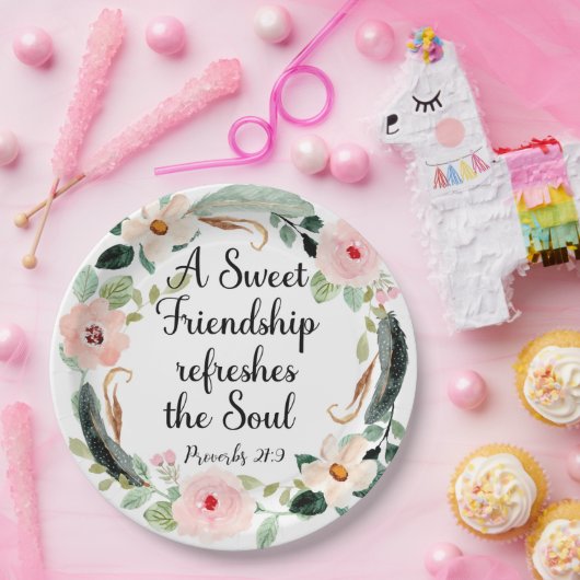 Sweet Friendship erfrischt das Soul Floral Pappteller (Party)