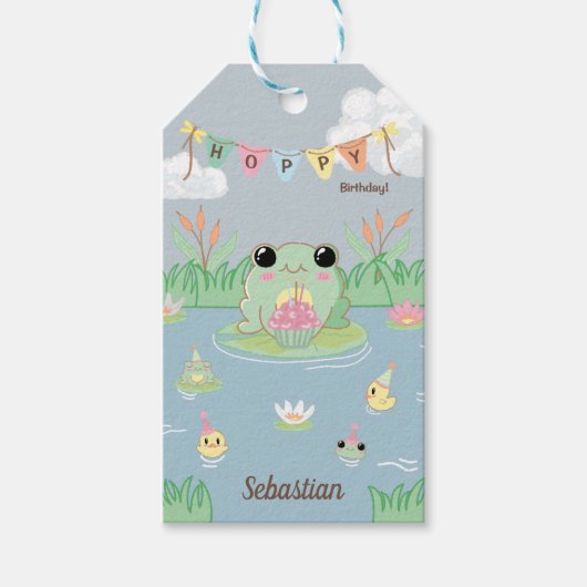 Sweet Frog Kid's Birthday Party Geschenkanhänger (Vorderseite)