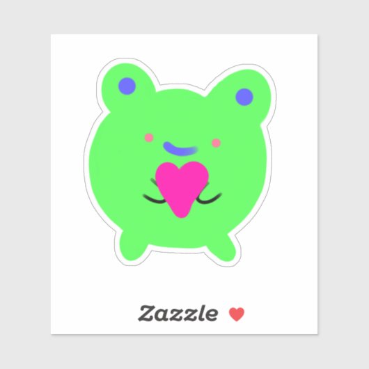 Sweet Frog mit Herz Aufkleber (Blatt)