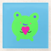 Sweet Frog mit Herz Glasuntersetzer (Vorderseite)