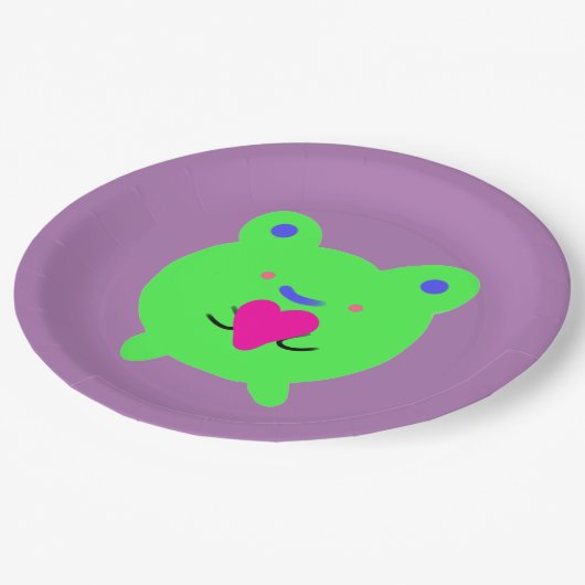 Sweet Frog mit Herz Pappteller (Schrägansicht)