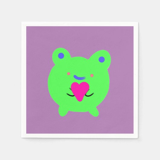 Sweet Frog mit Herz Serviette (Vorderseite)