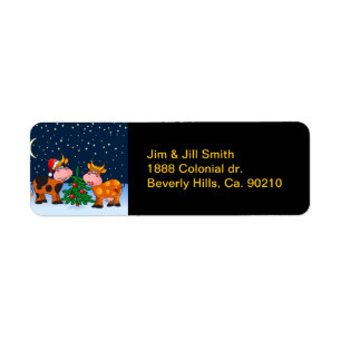 Sweet Frory Christmas Kuh Couple By Christmas Tree