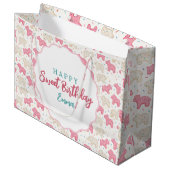 Sweet Frosted Animal Cookies Birthday Custom Große Geschenktüte (Vorderseite Schrägansicht)