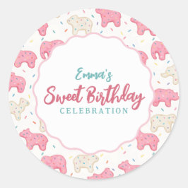 Sweet Frosted Animal Cookies Birthday Runder Aufkleber